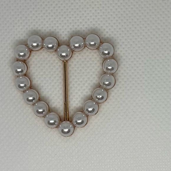 Elegant Heart Faux Pearl Scarf Ring Clip | Gold Tone Scarf Slide Buckle - Picture 8 of 10